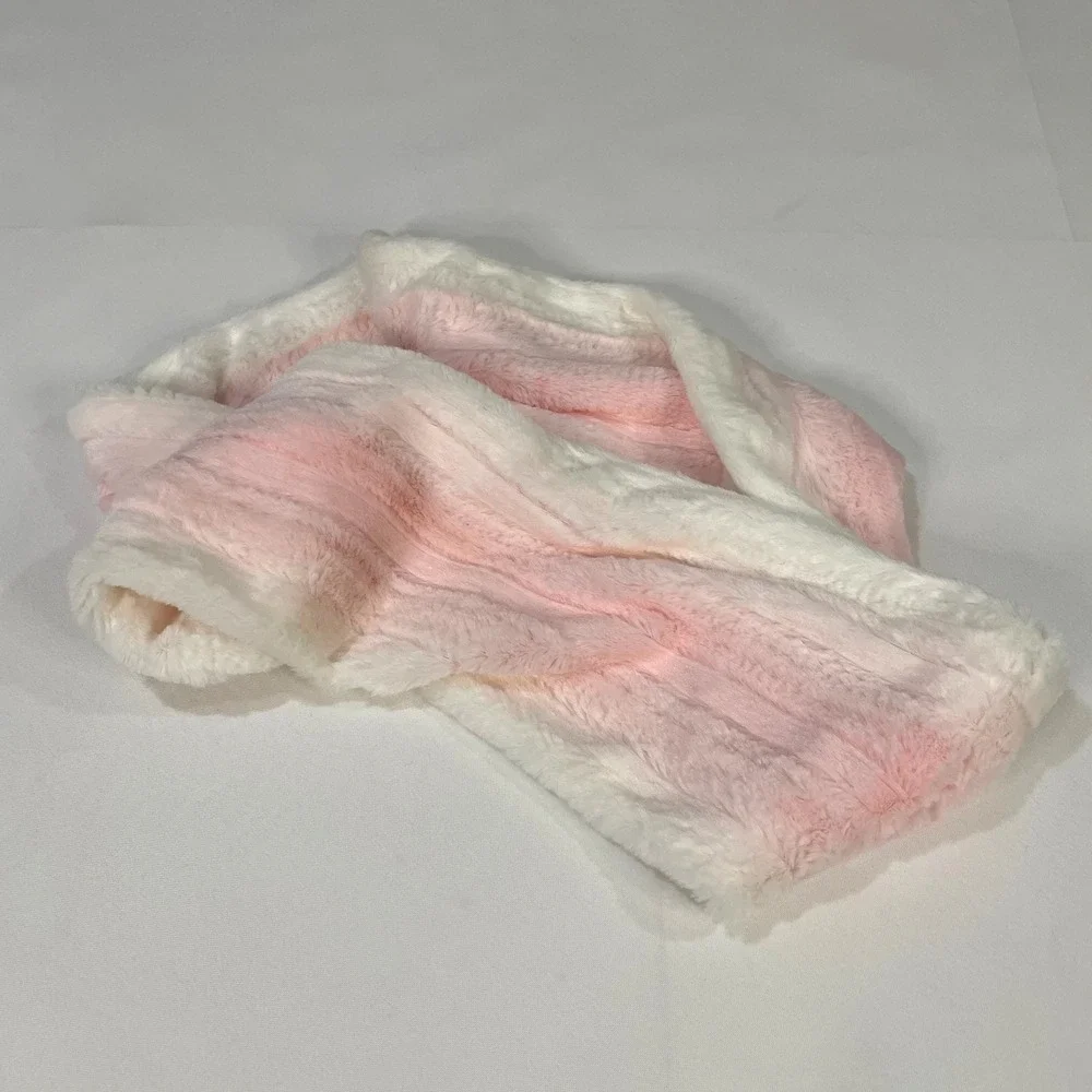 Justice Plush Faux Fur Infinity Scarf Pink White Ombre Soft Cozy One Size‎